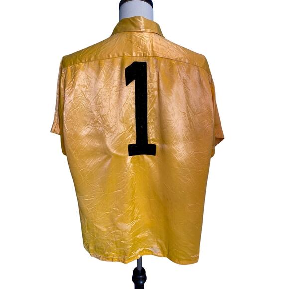 Vintage 40s/50s Men's SATIN Bowling Shirt "1" Embroidered on the Back M L - Picture 1 of 9